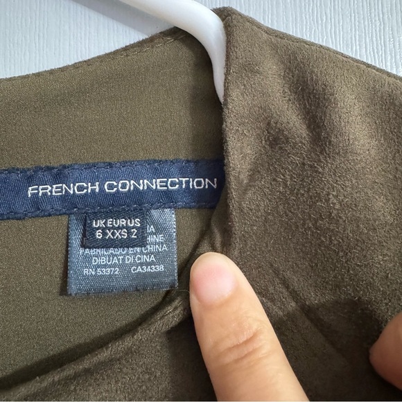 French Connection Velvet Olive Short Sleeve Mini Dress Size 2 - Picture 5 of 8